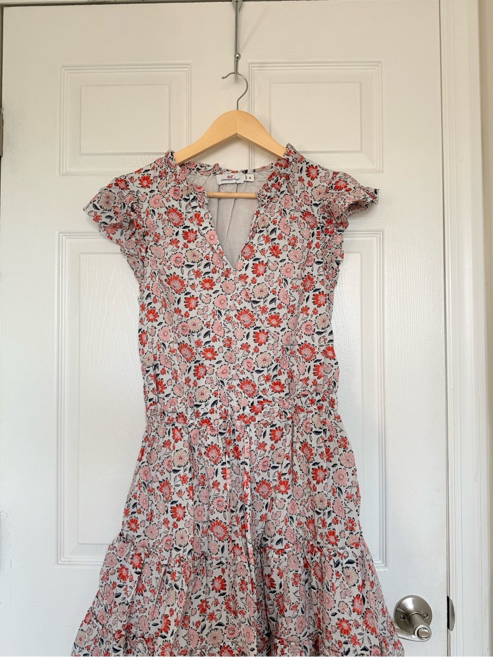 Vineyard Vines Coral and White Floral Midi Dress